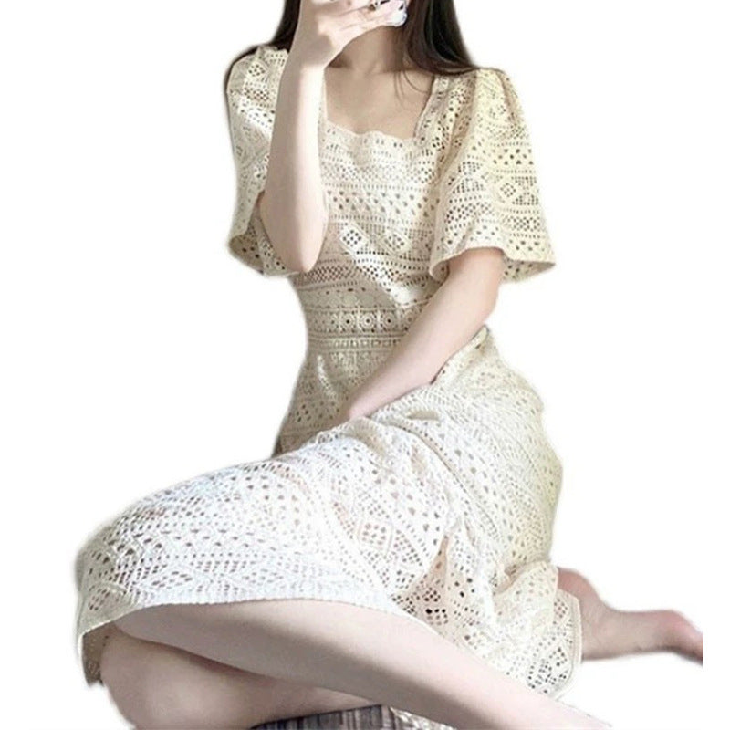 Robe midi en dentelle au crochet élégante pour femmes Chic und Stil