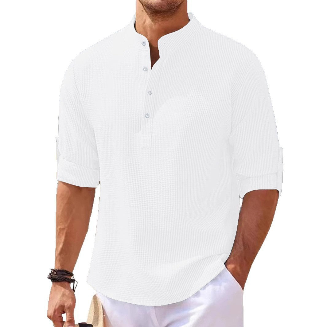 Chemise décontractée pour hommes avec col montant et surface texturée Chic und Stil