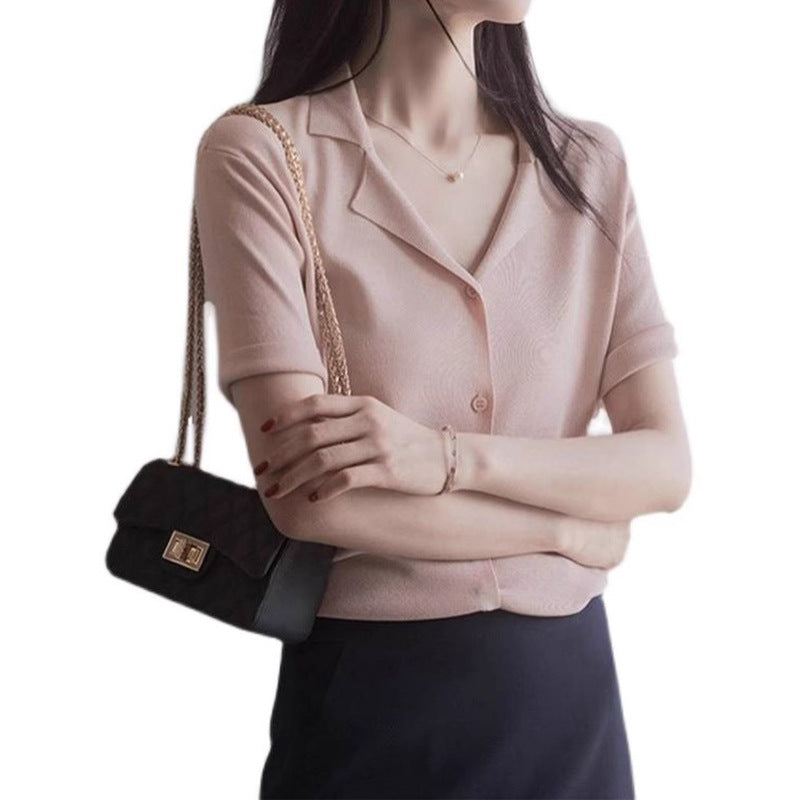 Blouse à boutons à manches courtes pour femmes Chic und Stil