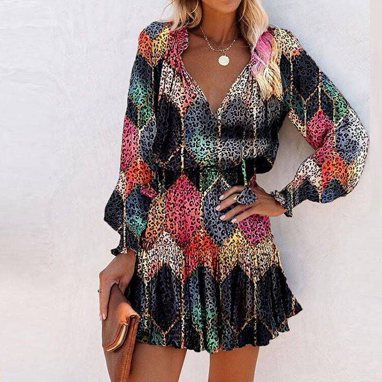 Robe mini fleurs à volants pour femmes élégante Chic und Stil