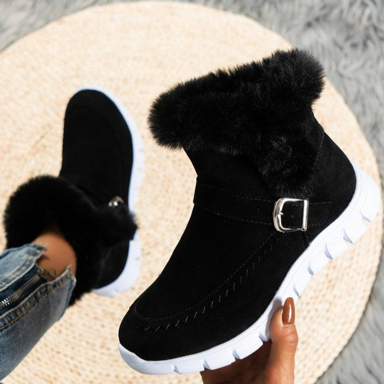 Bottes d'hiver pour femmes doublées avec fermeture éclair confortable et boucle décorative Chic und Stil
