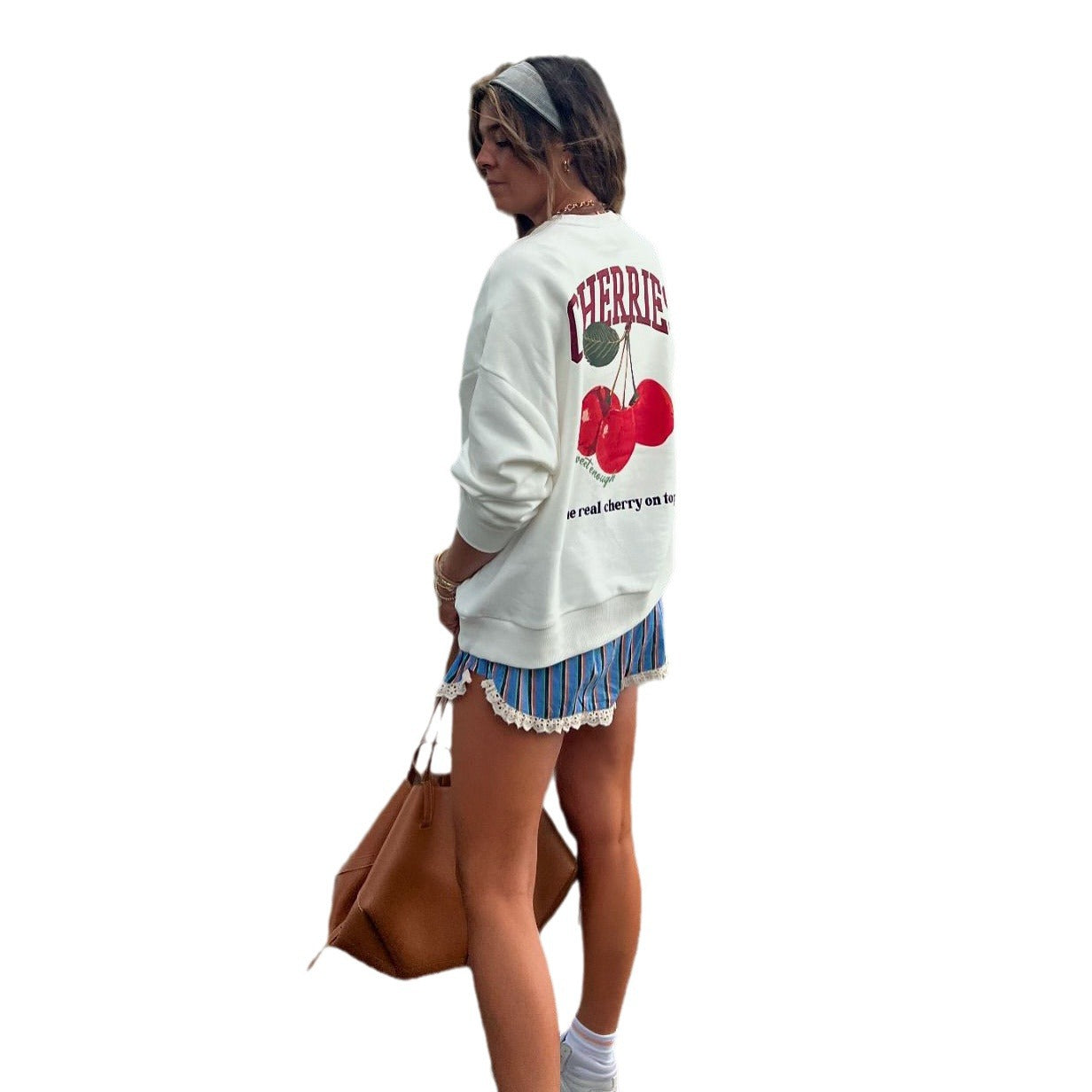 Pull femme décontracté avec motif de fruit créatif Chic und Stil