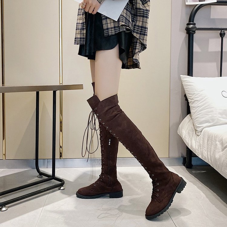 Bottes au-dessus du genou pour femmes avec laçage à la mode et semelle antidérapante Chic und Stil