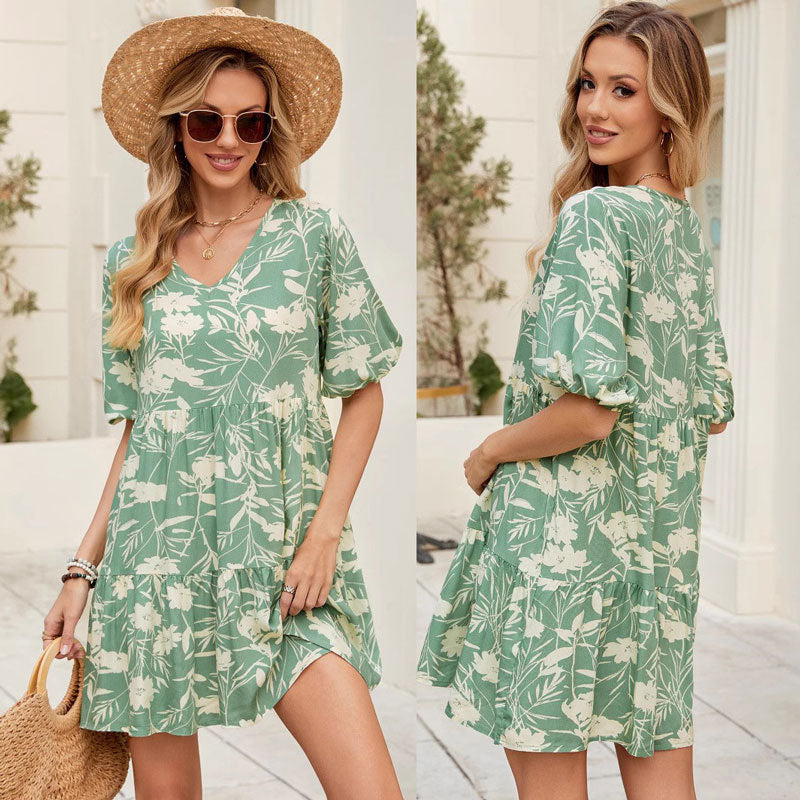Robe Mini à Fleurs Drapée pour Femmes Chic und Stil
