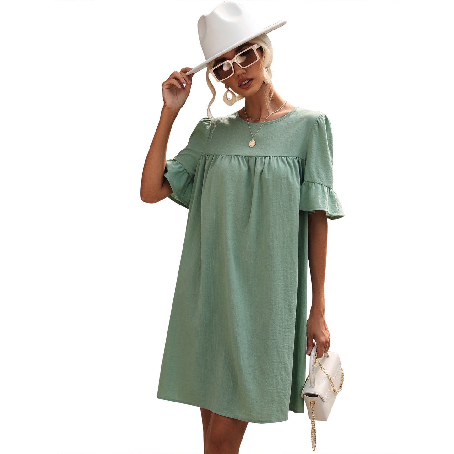 Robe babydoll décontractée pour femmes avec des détails en volants et un tissu doux Chic und Stil