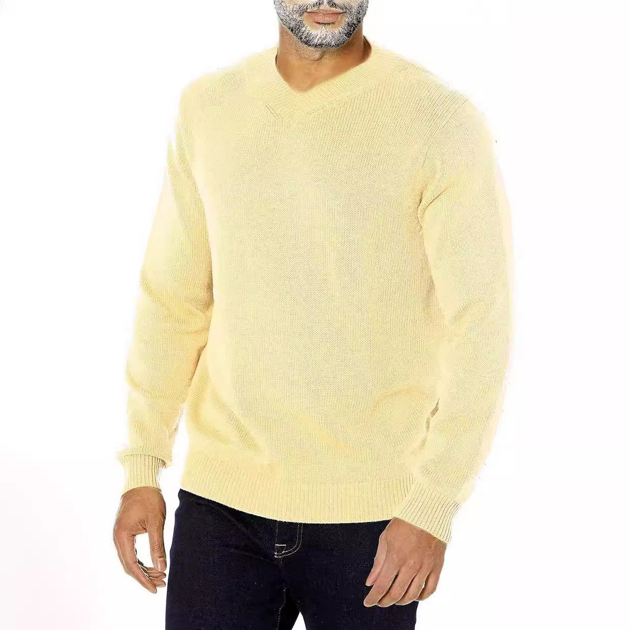 Pull en V à col pour hommes en tricot fin Chic und Stil