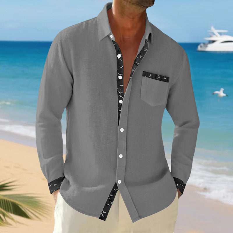 Chemise décontractée à manches longues pour hommes avec col tendance et poche poitrine Chic und Stil