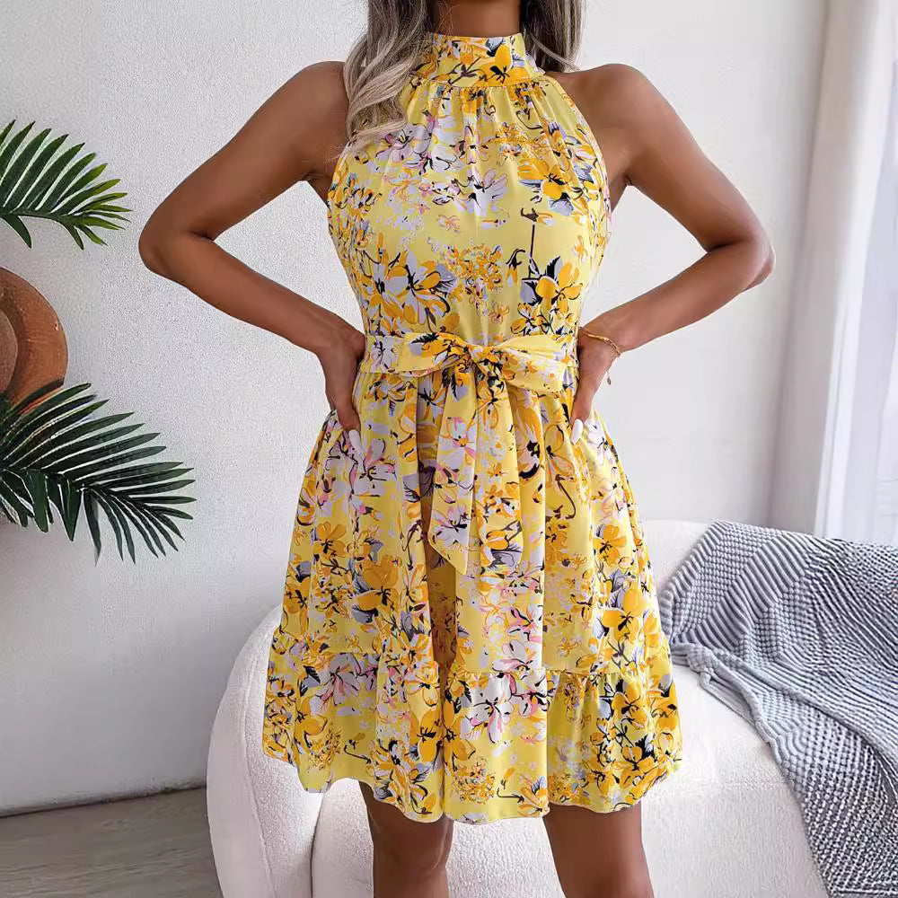 Robe mini florale à col pour femmes Chic und Stil