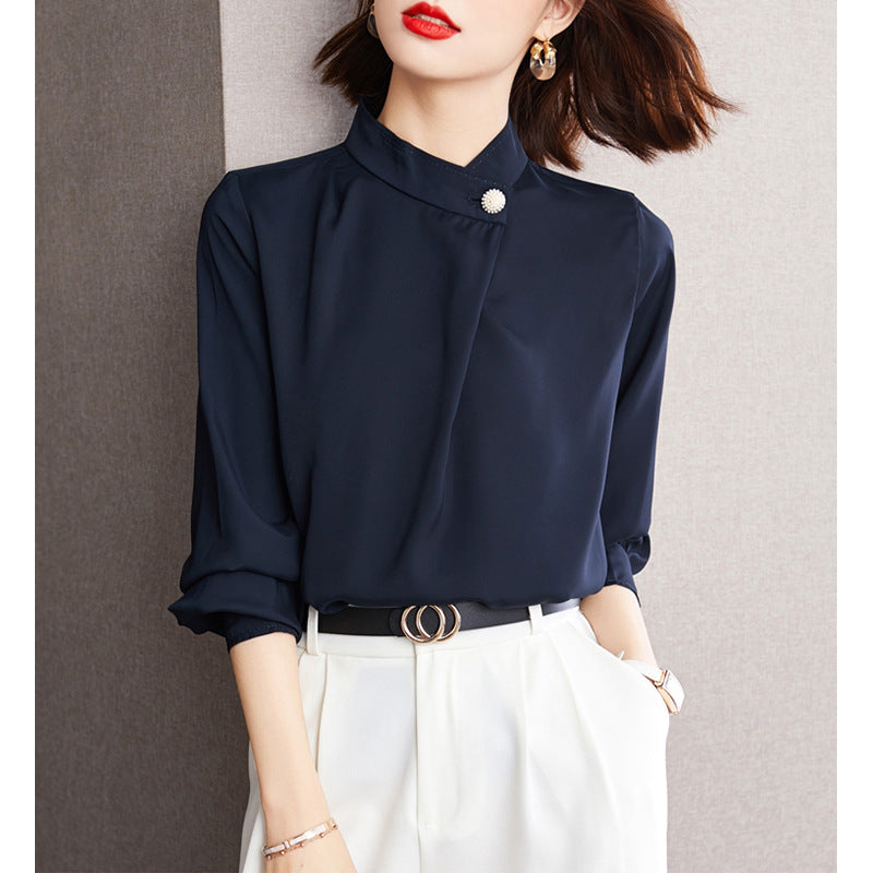 Blouse à col mandarin pour femmes Boutonnée Chic und Stil