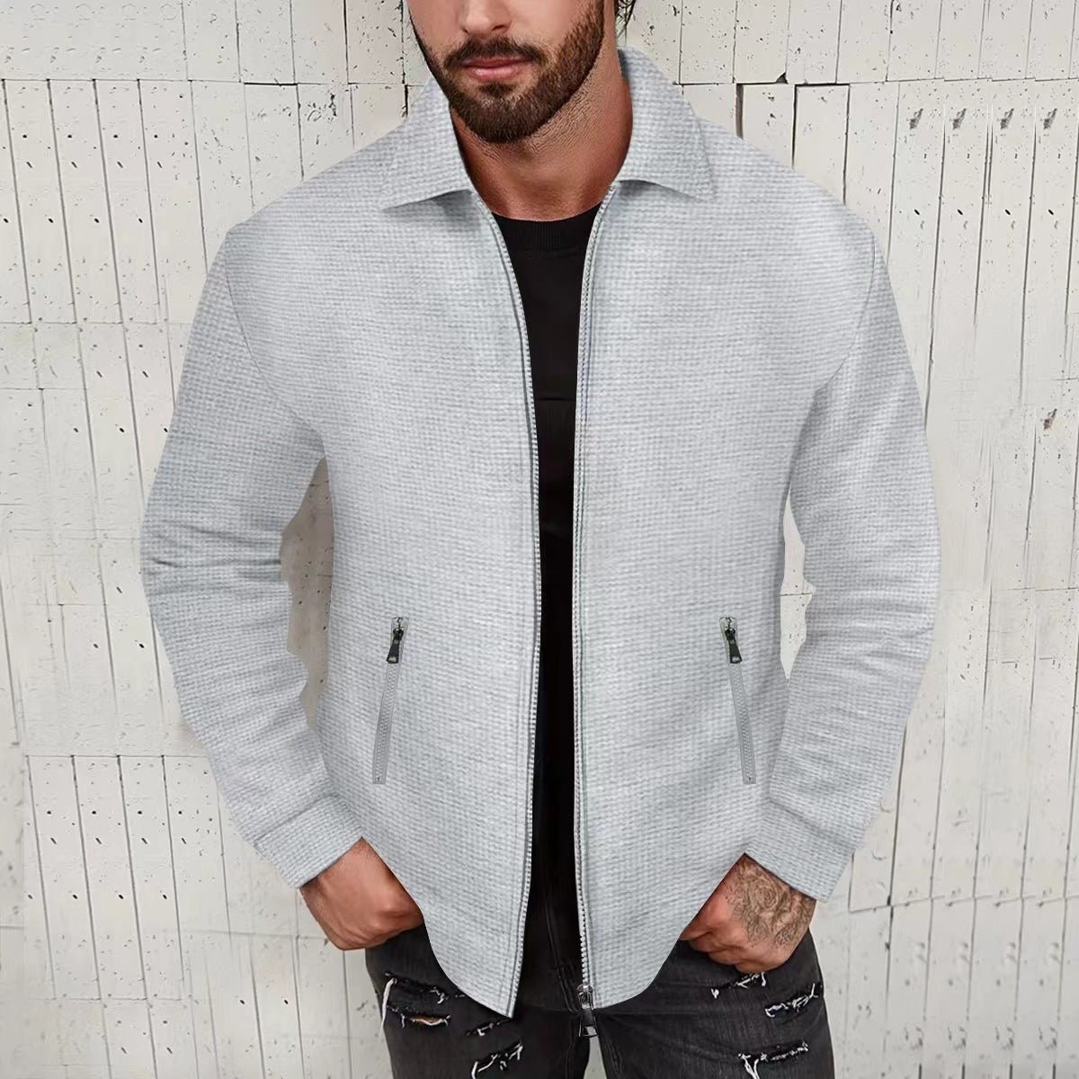 Veste matelassée tendance pour hommes avec col montant et poches zippées latérales Chic und Stil