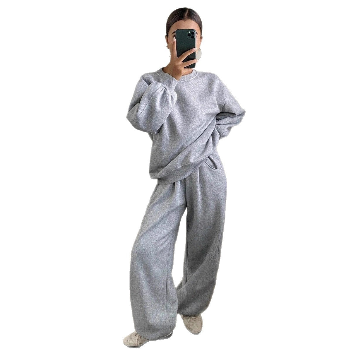 Ladies comfortable outfit of sweatshirt and jogging pants Chic and Style