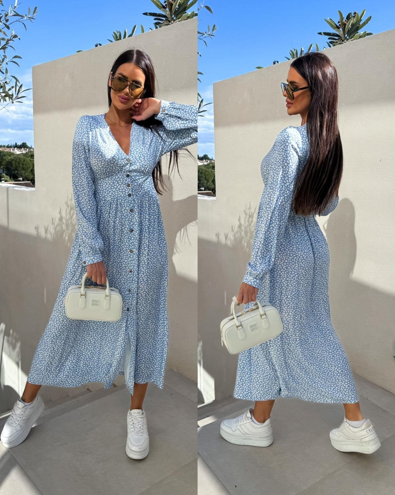 Robe maxi florale pour femmes avec détails de boutons Chic und Stil