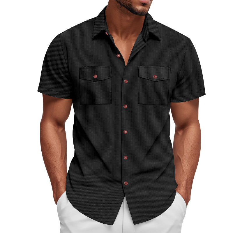 Chemise à manches courtes rayée pour hommes avec deux poches poitrine pratiques Chic und Stil