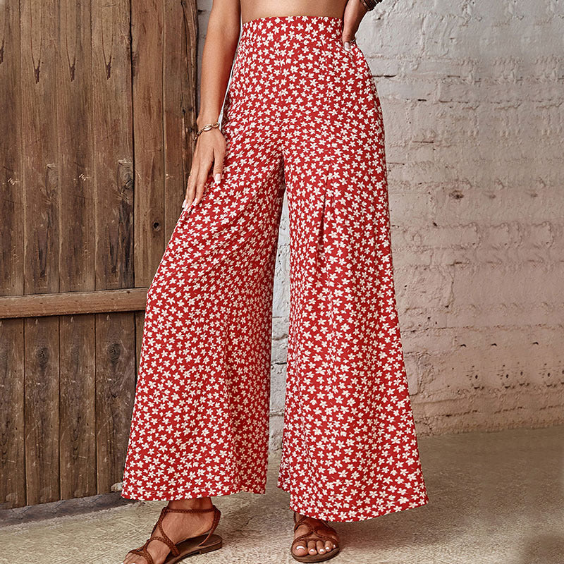 Pantalons à fleurs à jambes larges pour femmes Chic und Stil