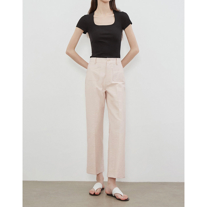 Pantalons larges plissés taille haute pour femmes Chic und Stil 1750846496