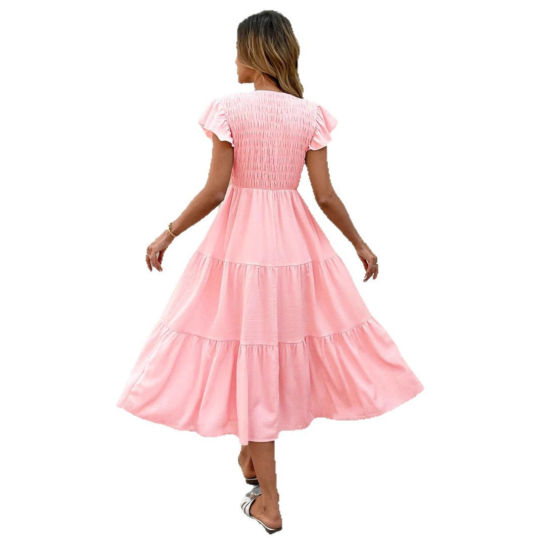 Robe midi à volants fluide Chic und Stil pour femmes