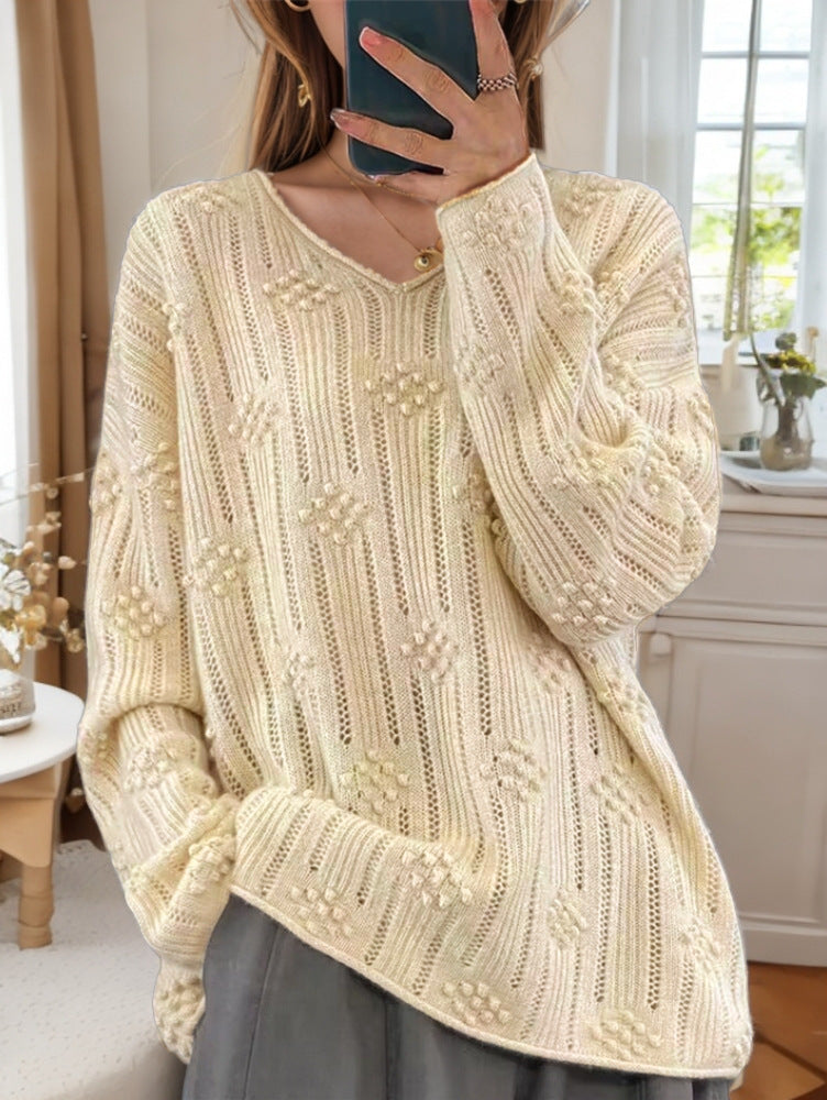 Pull en tricot pour femmes avec motif détaillé et décolleté en V Chic und Stil