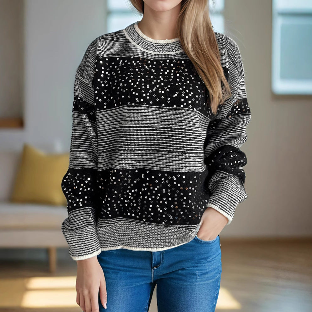 Pull féminin à la mode avec des appliqués scintillants Chic und Stil