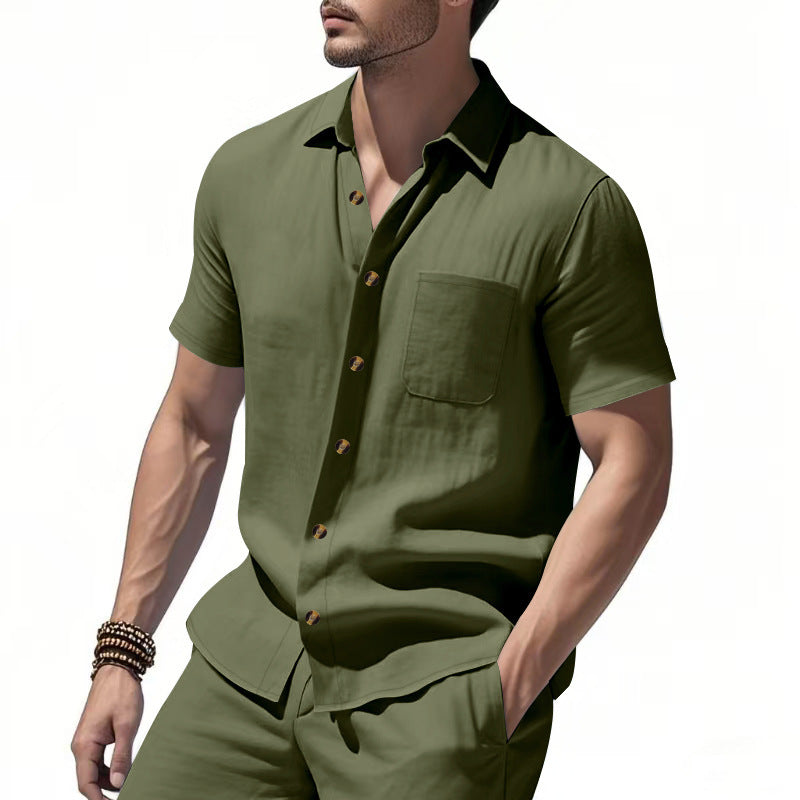 Chemise à manches courtes pour homme avec poche poitrine et détails de boutons à la mode Chic und Stil