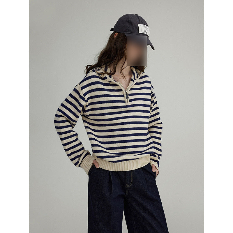 Sweat à capuche rayé court pour femmes Chic und Stil