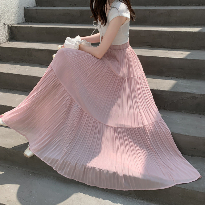 Jupe maxi plissée fluide Chic und Stil pour femme