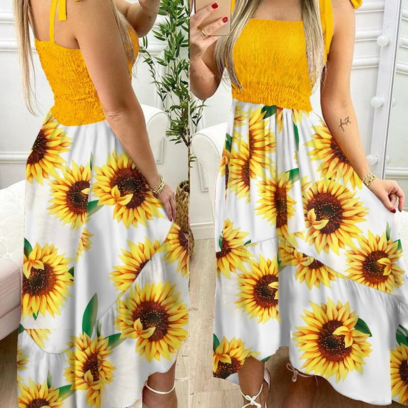 Robe Maxi Fleur Femme avec bretelles réglables Chic und Stil