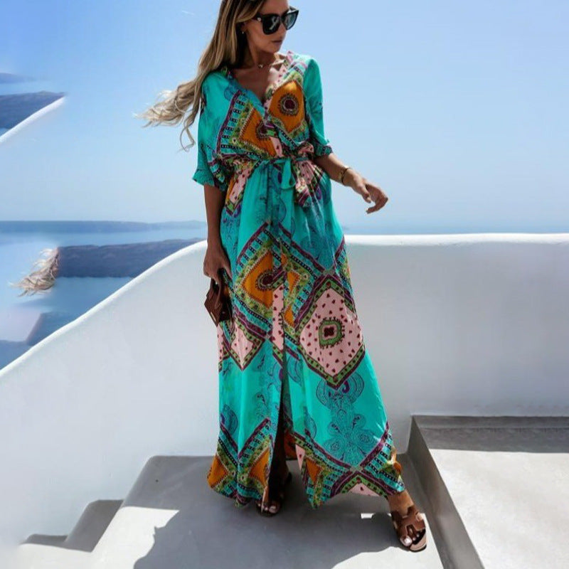 Robe maxi kaftan inspirée bohème pour femmes Chic und Stil