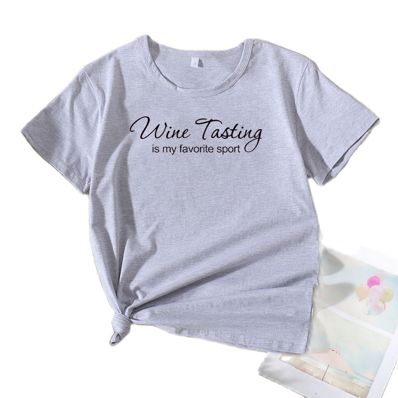T-shirt de loisirs pour femmes Chic und Stil Vin Dégustation