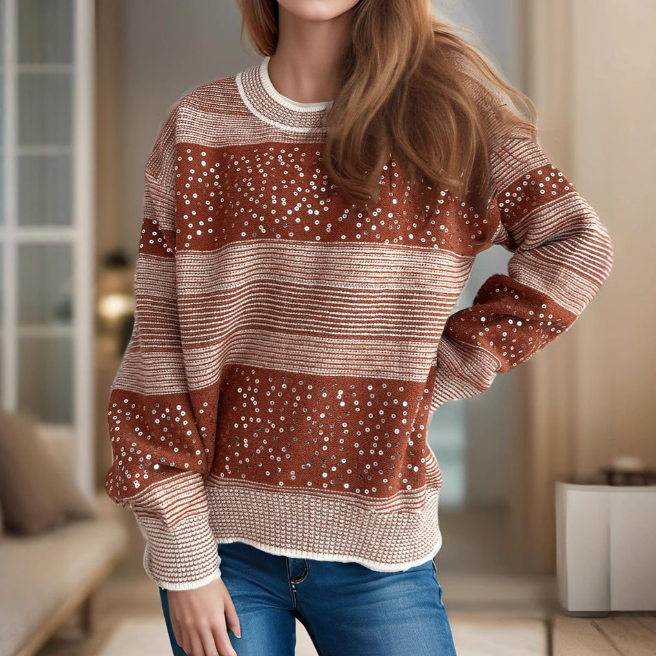 Pull féminin à la mode avec des appliqués scintillants Chic und Stil