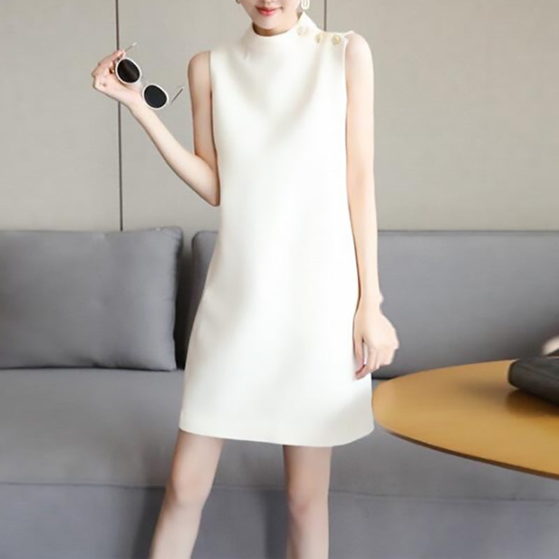 Robe shift sophistiquée sans manches pour femmes avec détails de boutons Chic und Stil