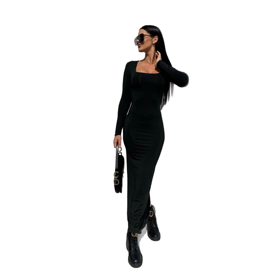 Robe maxi élégante à manches longues pour dames avec coupe ajustée Chic und Stil