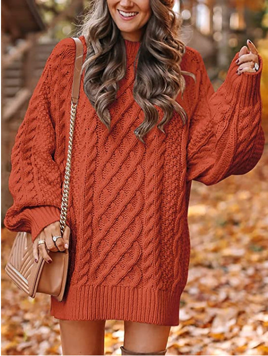 Pull en tricot épais pour femmes avec des manches volumineuses et un motif torsadé décoratif Chic und Stil