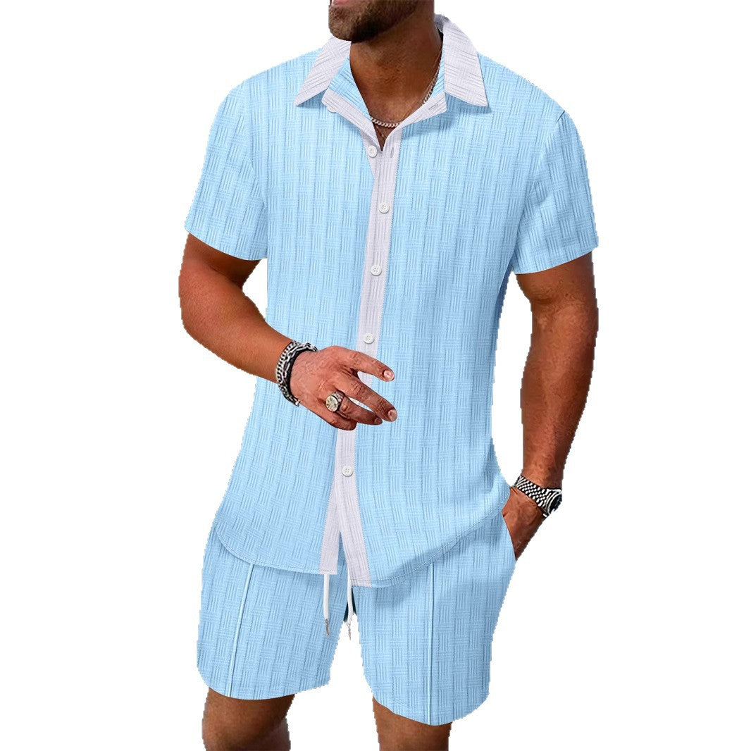 Chemise de loisirs pour hommes avec patte de boutonnage et ensemble de shorts Chic und Stil