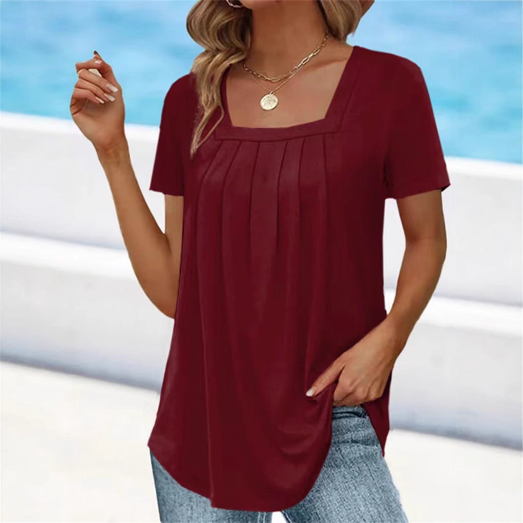 Tunique à encolure carrée plissée pour femmes Chic und Stil