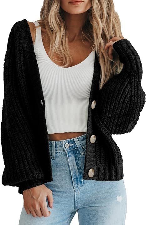 Cardigan en maille épaisse pour femme avec détails en bouton et coupe ample Chic und Stil