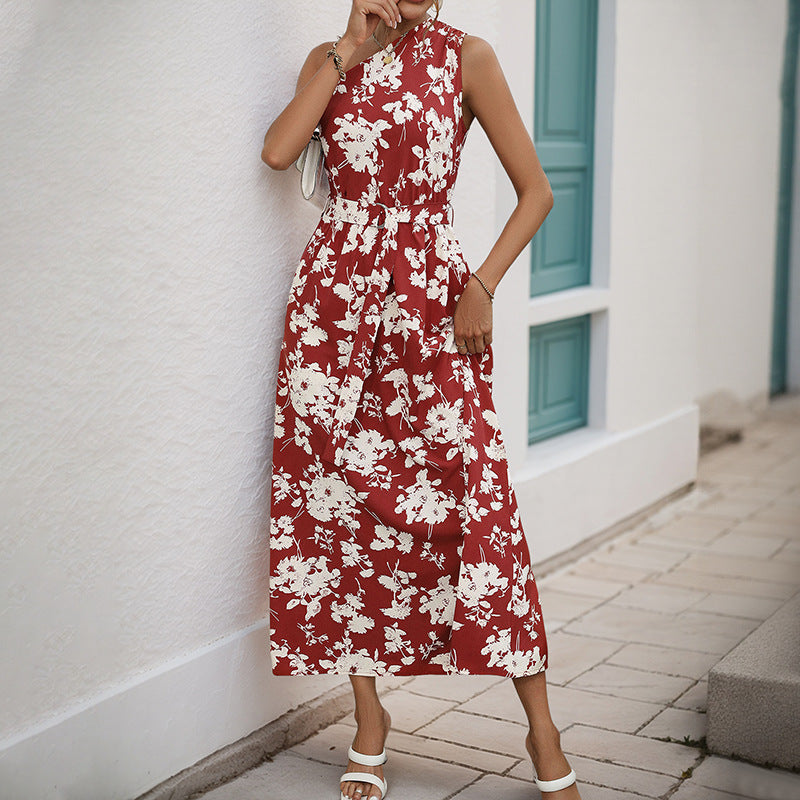 Robe maxi à une épaule floral pour dames Chic und Stil