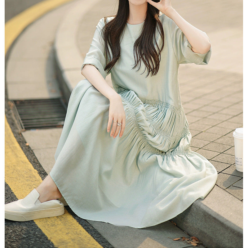 Robe midi décontractée pour femme avec détails froncés Chic und Stil