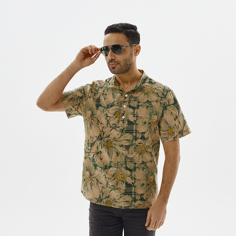 Chemise à manches courtes pour hommes avec motif floral et coupe moderne Chic und Stil