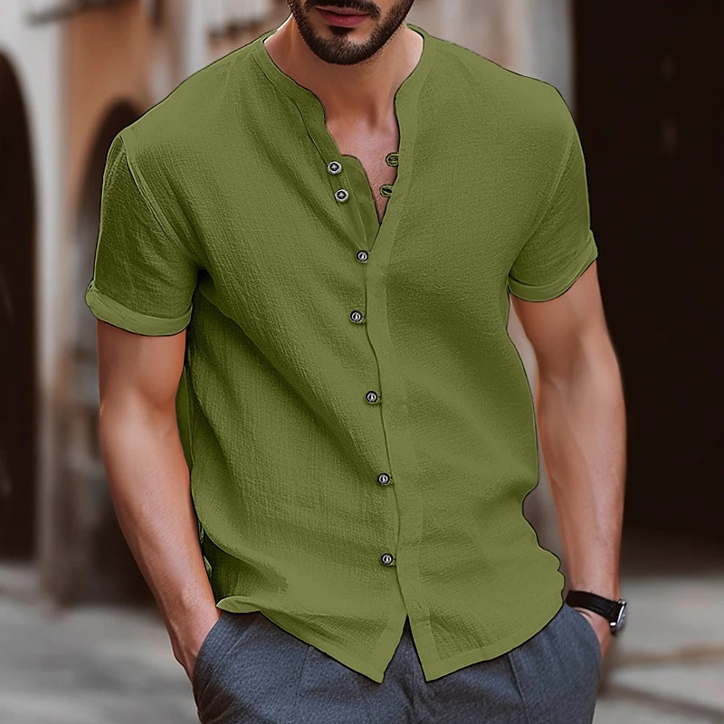 Chemise à manches courtes structurée pour hommes avec boutons Chic und Stil