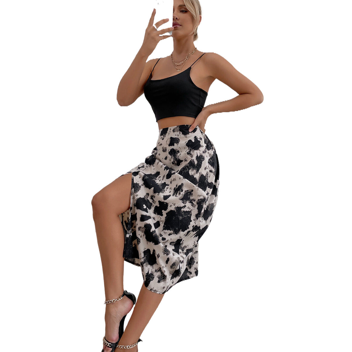 Jupe maxi pour femmes avec fente latérale et motif animal moderne Chic und Stil