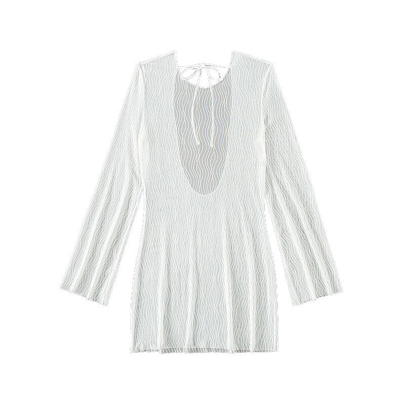 Robe de couverture en maillot de bain structuré transparent Chic und Stil pour femmes
