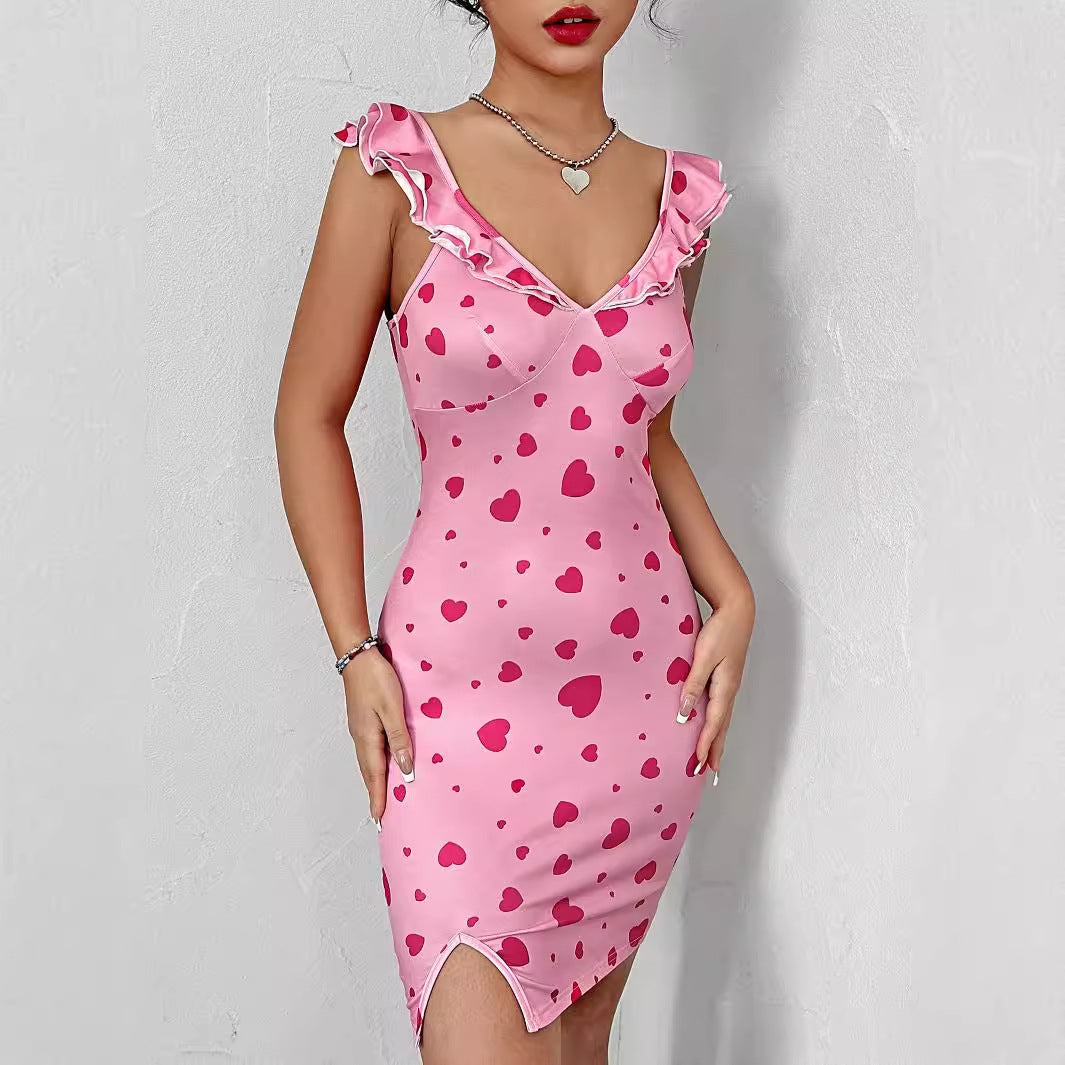 Robes mini ajustées pour femmes avec détails froncés et motif en cœur Chic und Stil