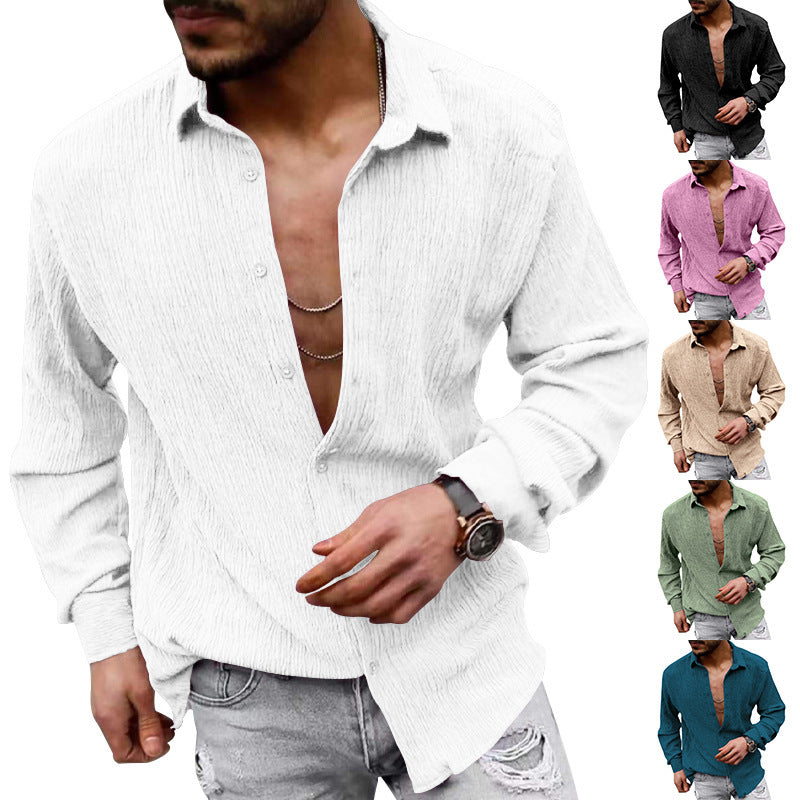 Chemise décontractée à manches longues pour hommes en tissu texturé et au look moderne Chic und Stil