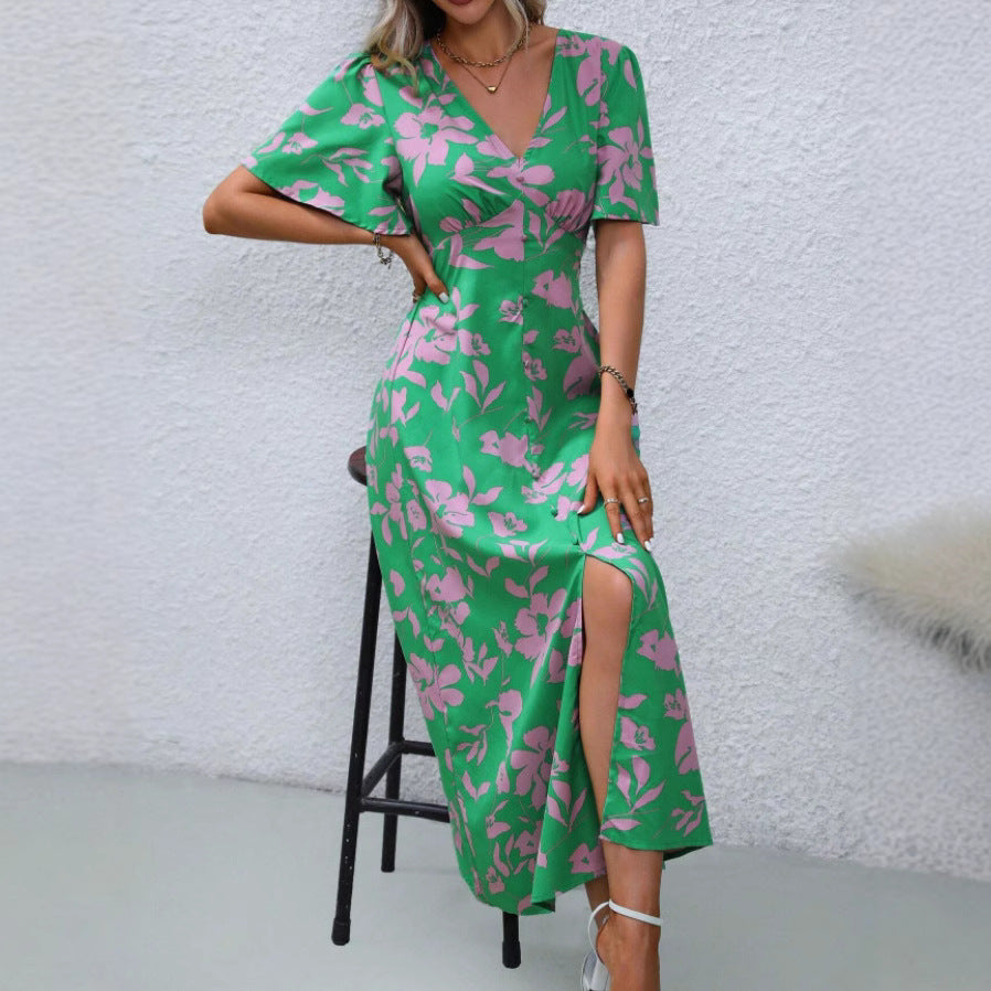 Robe maxi à motifs floraux pour femmes Chic und Stil
