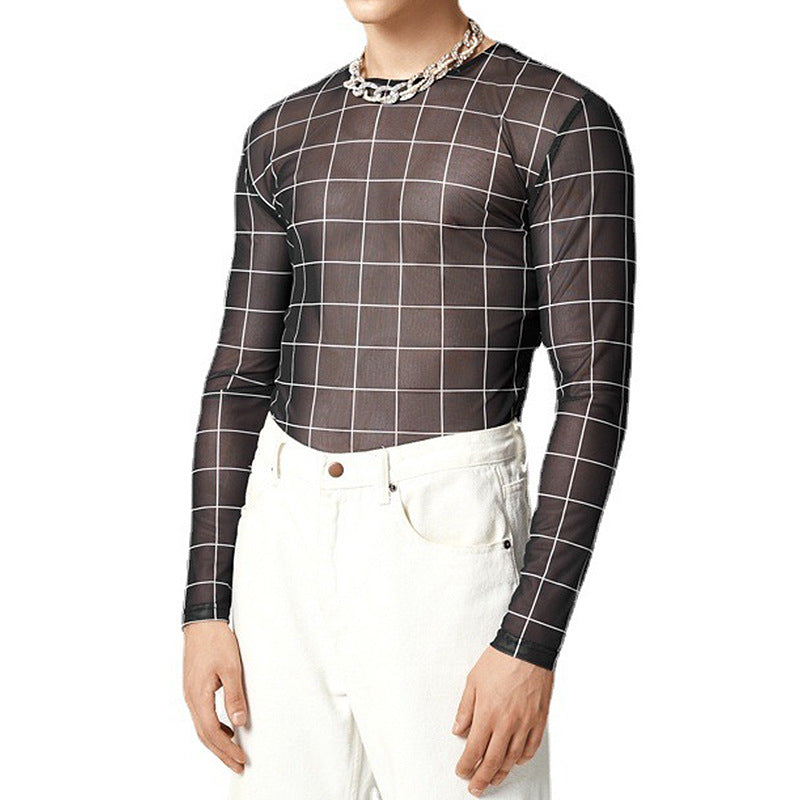 Haut en filet pour hommes avec un motif à carreaux moderne et un tissu respirant Chic und Stil