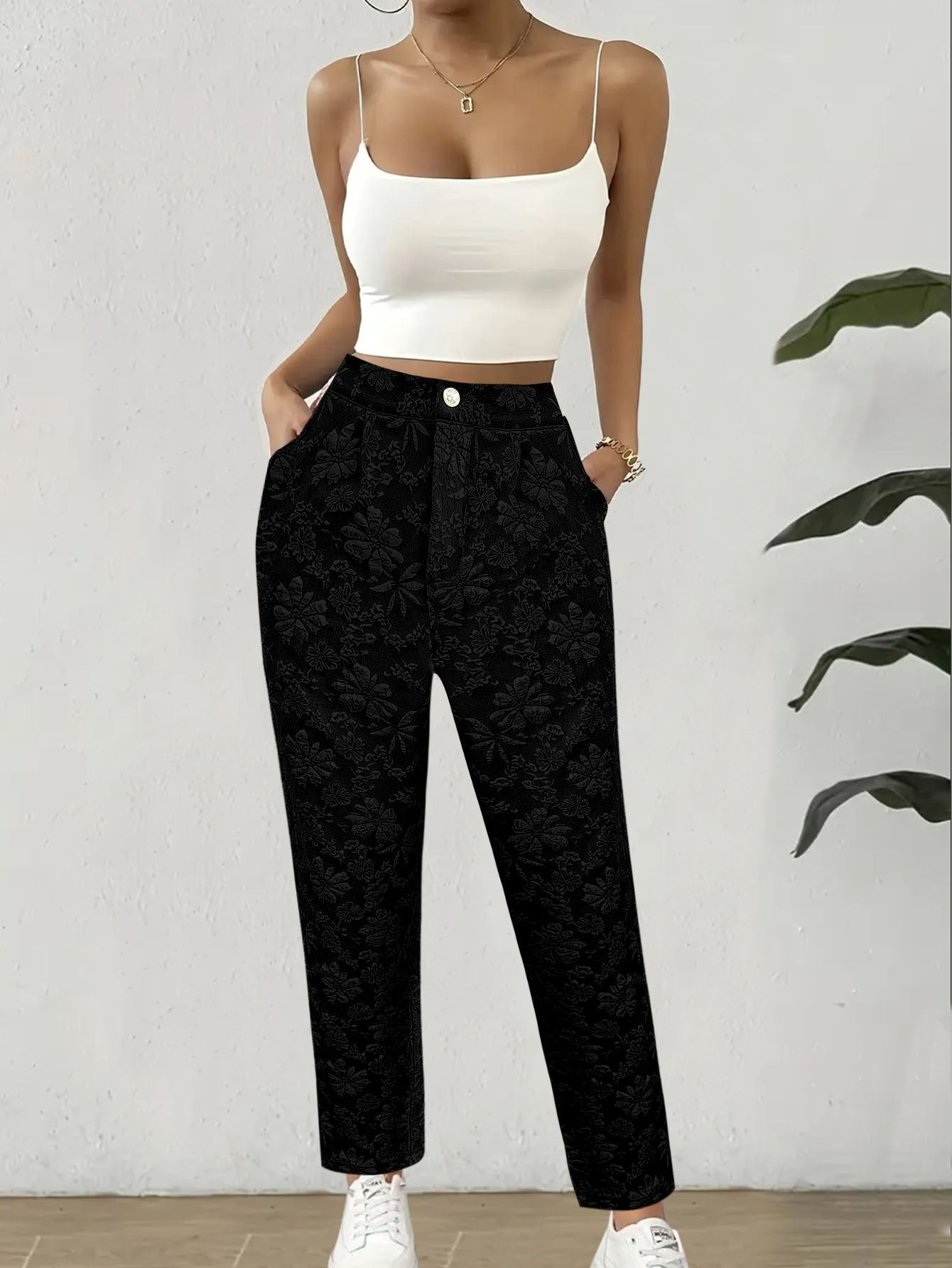Pantalon à fleurs pour dames au style décontracté élégant Chic und Stil