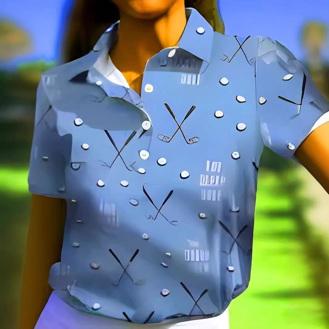 T-shirt polo pour dames avec un motif de golf moderne et une coupe confortable Chic und Stil