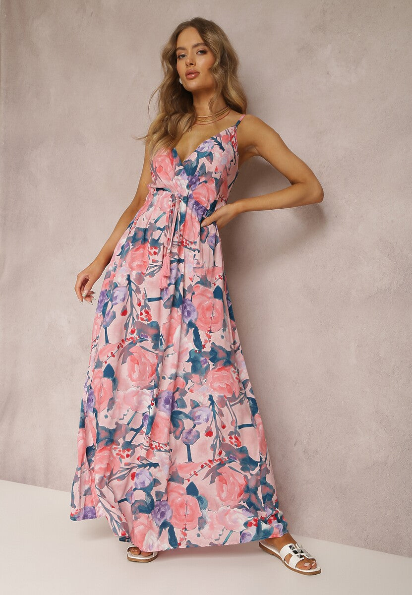Robe maxi florale pour femmes avec ceinture à nouer Chic und Stil