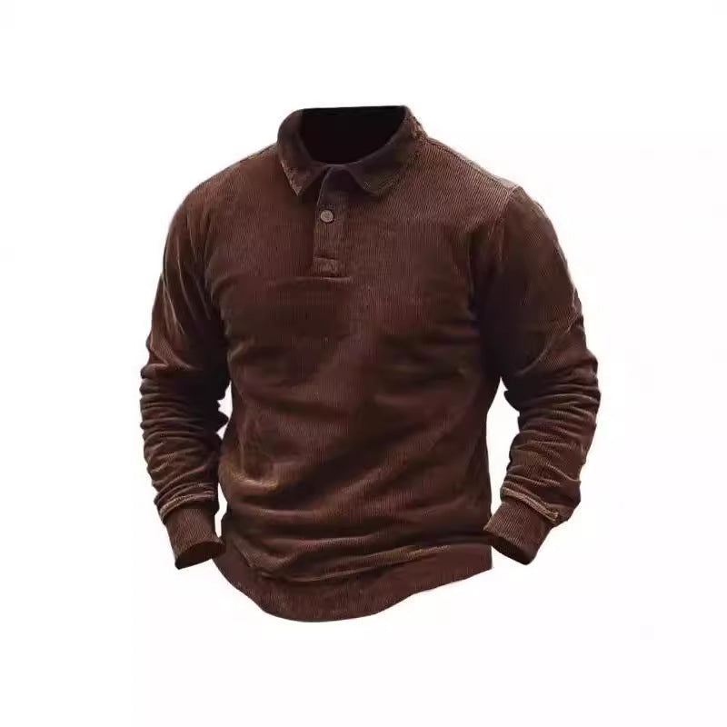 Chemise polo en corduroy pour hommes avec patte de boutonnage et col classique Chic und Stil