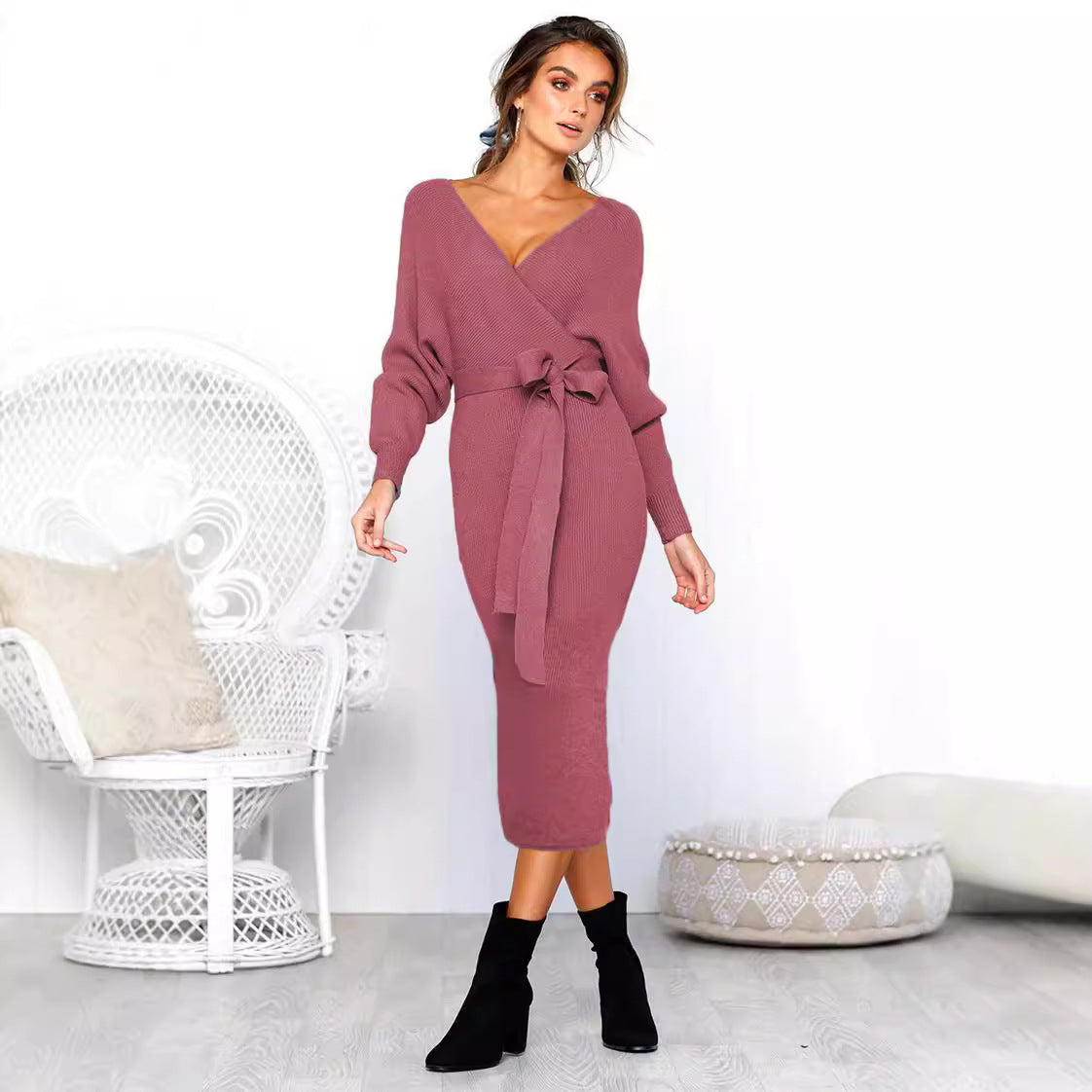 Robes enveloppantes élégantes pour femmes avec décolleté en V profond et ceinture de taille Chic und Stil